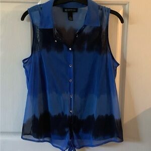 INC Brand, blue & black sleeveless blouse, size LP.